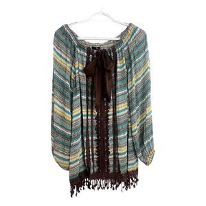 Ryu long sleeved balloon sleeved boho floral cotton floral  embroidered blouse